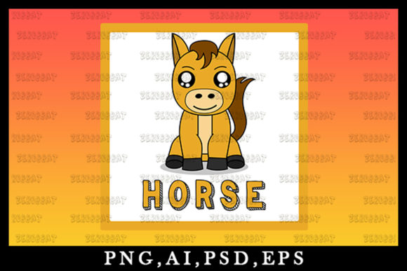 Adorable Equine Charm: Cute Kawaii Horse Animal Clipart V20
