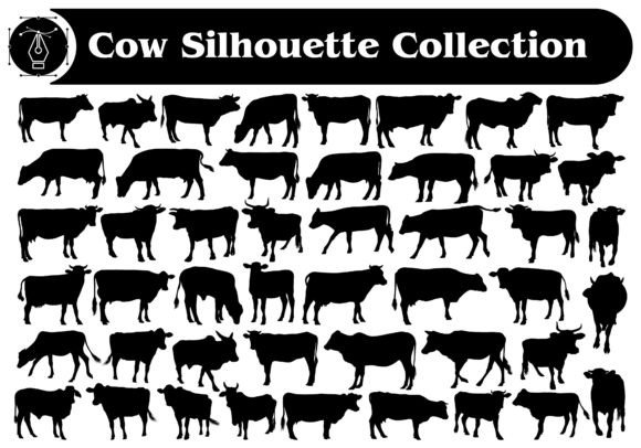 Animal Cow Silhouette Vector Collection: Design Assets