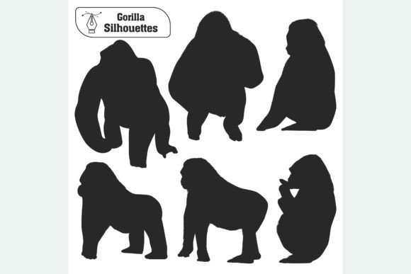 Animal Gorilla Black Silhouettes Vector: A Powerful Design Asset