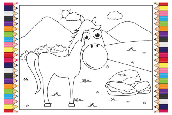 Coloring Horse Animal Cartoon for Kids: A Playful Asset