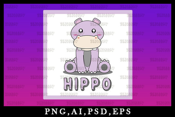 Cute Kawaii Hippo Animal Clipart V12: A Designer's Delight