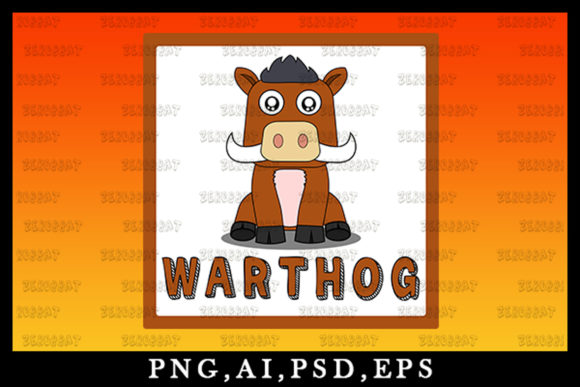 Cute Kawaii Warthog Animal Clipart: A Charming Design Asset