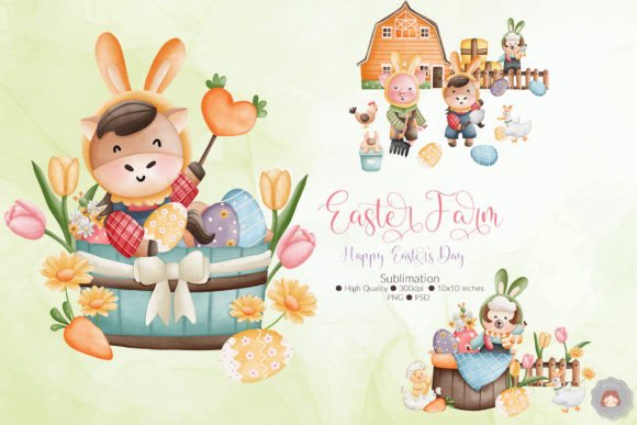 Easter Rabbit Animal Farmer Sublimation: A Whimsical Design Asset
