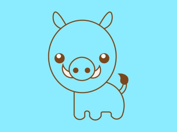 Kawaii Animal Boar Icon: A Playful Design Asset