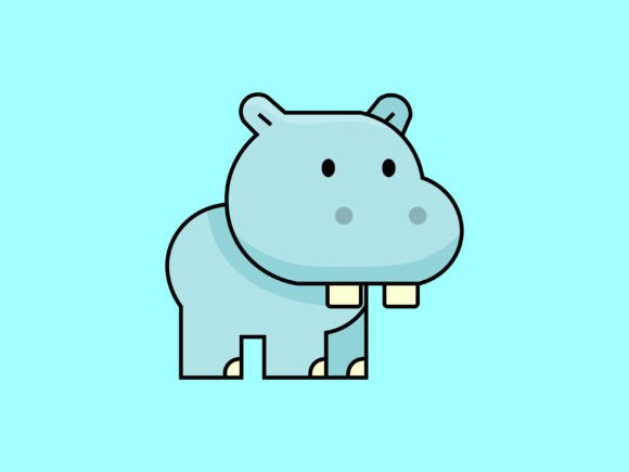 Kawaii Animal Hippo Icon: A Playful Design Asset for Every Creator