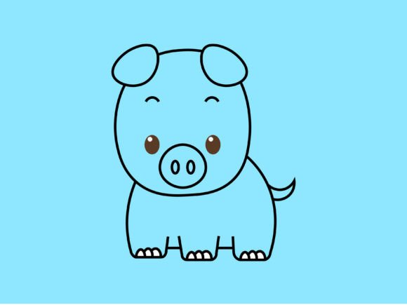 Kawaii Animal Pig Line Background: A Design Asset for Every Project