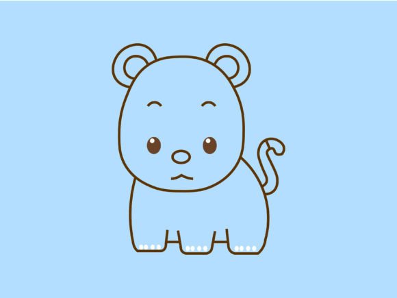 Kawaii Animal Rat Line Background: Adorable Design Assets
