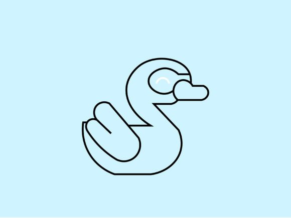 Kawaii Animal Swan Line Background for Sweet Design Projects