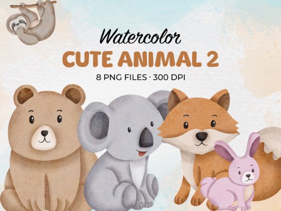 Watercolor Cute Animal 2 Clip Art: Adding Whimsy to Your Projects